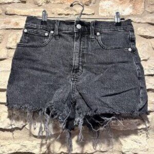 Madewell The Perfect Jean Short Distressed Denim Shorts Size 27 Black